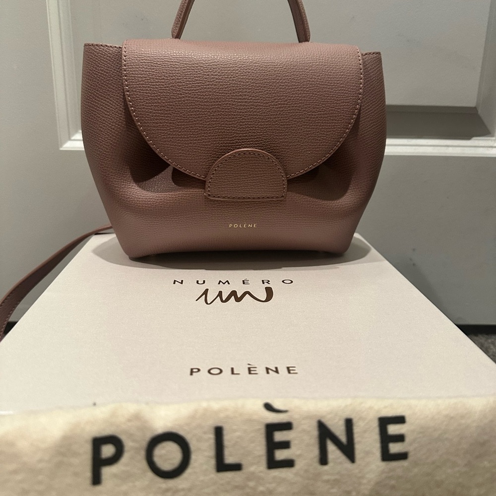 Polene Pink Crossbody Bag with Curved Flap Design